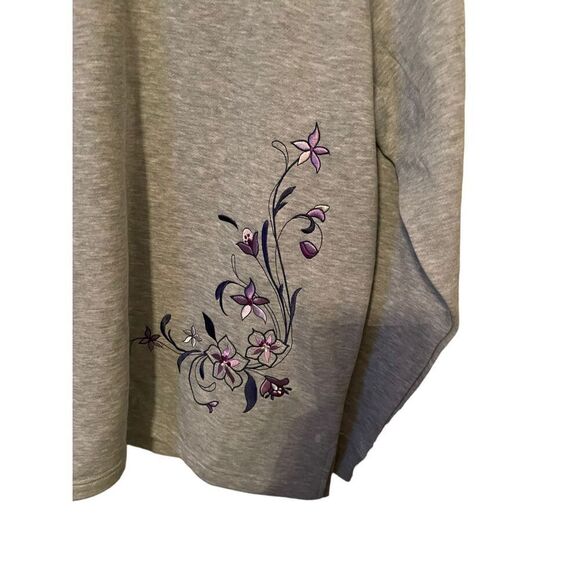 Blair Women's Embroidered Crewneck Long Sleeve Pullover Sweatshirt Gray Large - Picture 6 of 13